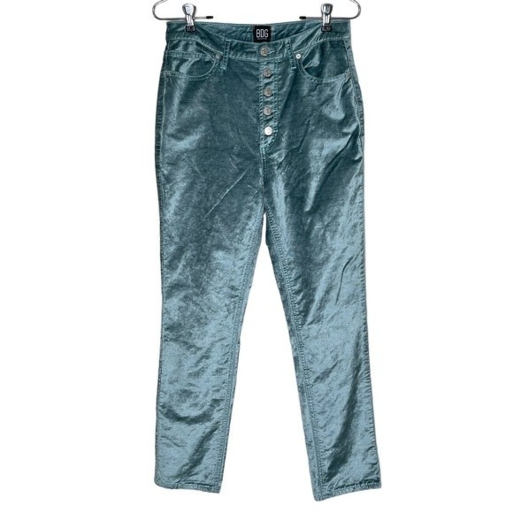 BDG Urban Outfitters Velvet Ankle Pants Turquoise Button Fly High Rise Size 28